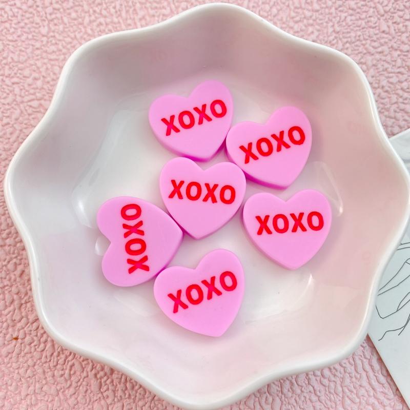 10Pcs New Cute Cartoon XOXO Love Series Flat Back Ornament Jewelry Bows Accessories