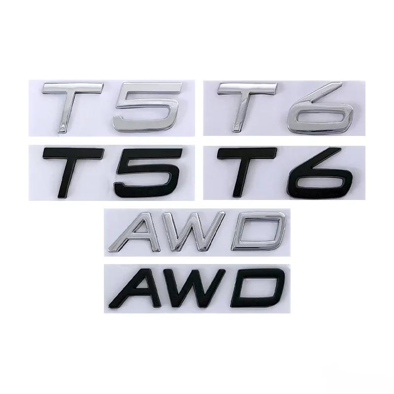 T5 T6 AWD Logo Car Rear Trunk Emblem Sticker for Volvo S60 V60 S80 XC60 XC90 Auto Body Badge Decal Accessories