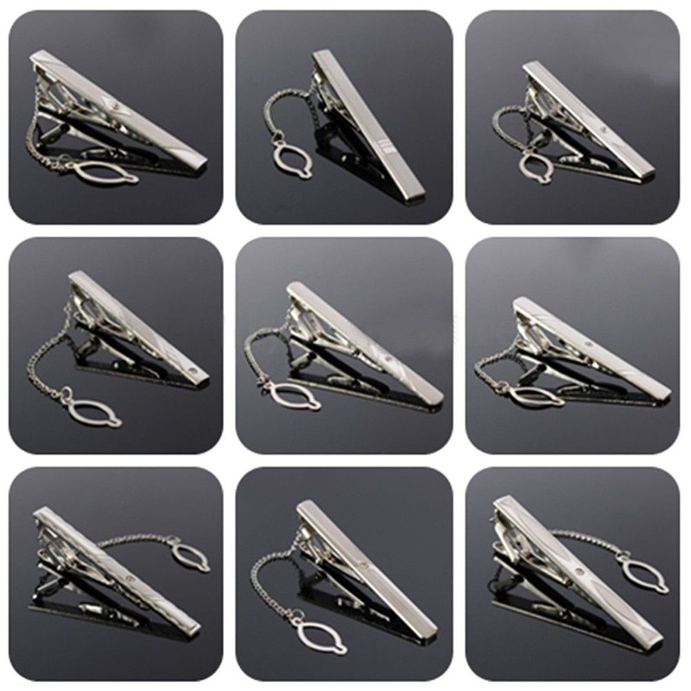 Stylish Classical Fashion Tone Pin Metal Men Multi Style Silver Dress Shirt Necktie Bar Clip Clasp