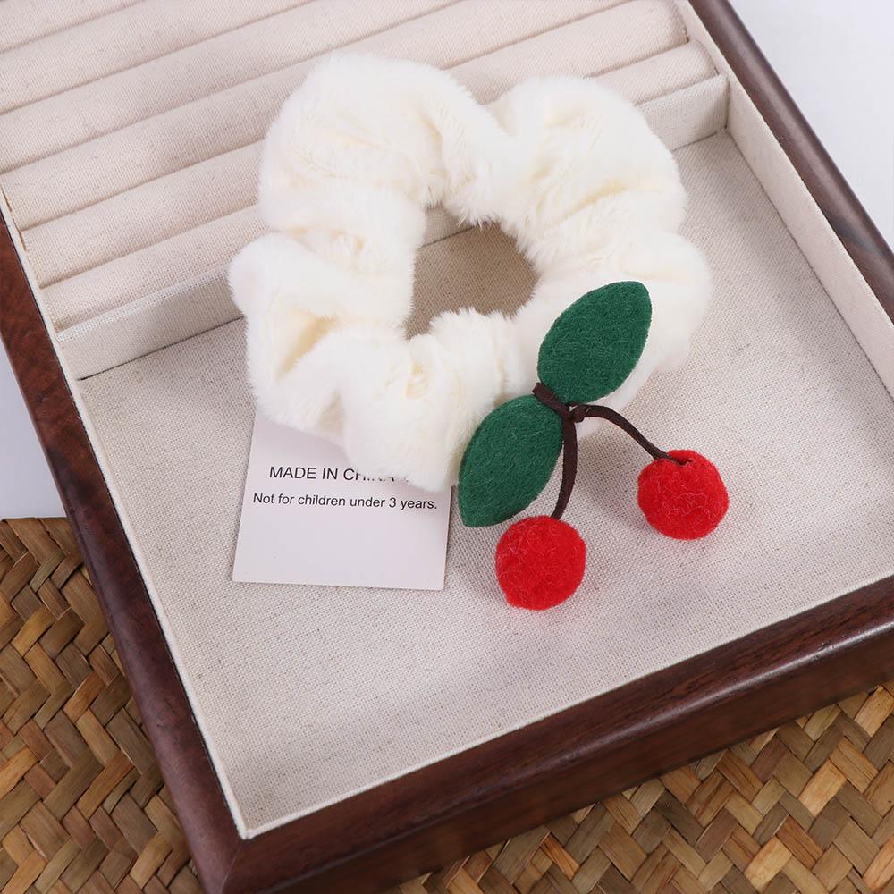 Korean Style Plush Hair Tie White Sweet Hair Tie Lovely Cherry Hair Rope Girls
