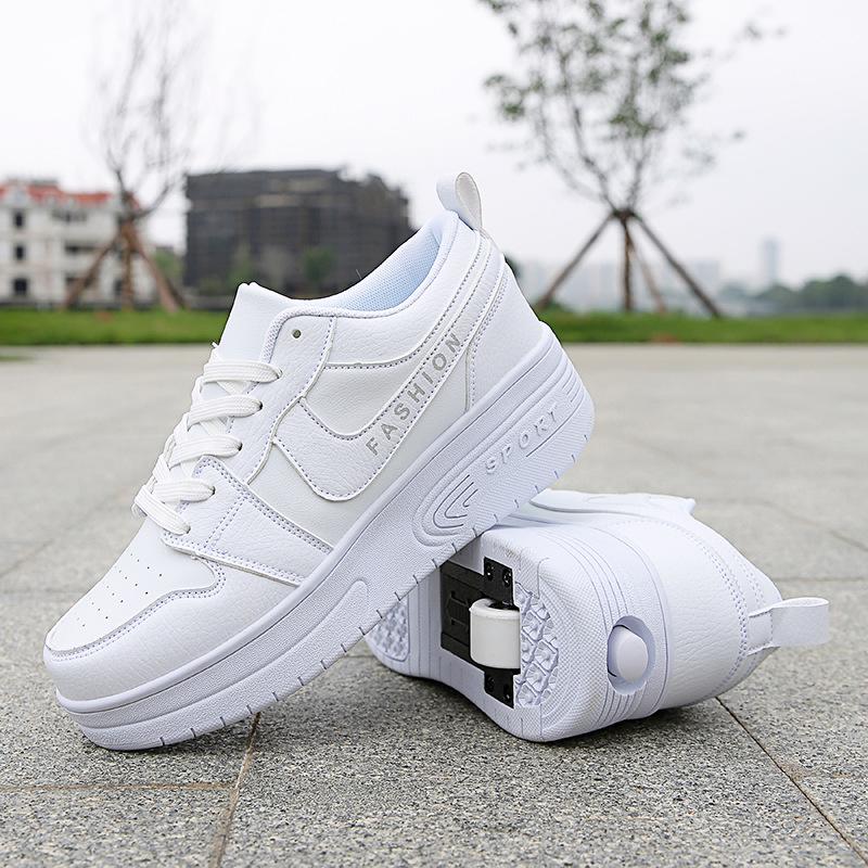 Internet Celebrities Spring New Runaway Shoes Girls Boys Students Double Wheel Pulley Shoes Invisible Beginner Skating Shoelaces Wheels