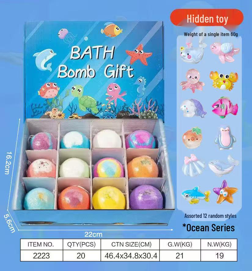 Cartoon Animal Bath Bomb Set: Fragrant Exploding Salt Balls for Kids - Bath Toy & Gift Box