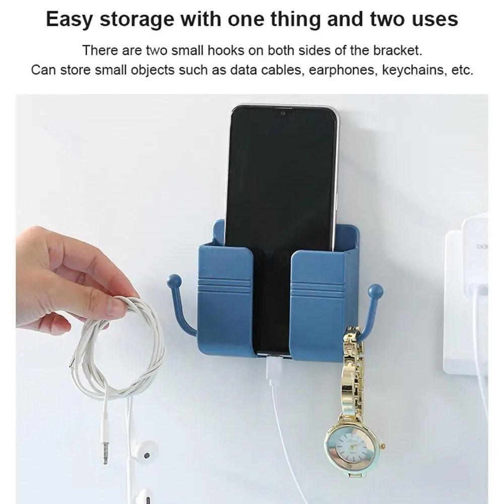 1Pcs Wall Holders Wall Mounted Storage Box Mobile Phone Plug Phone Charging Holder Rack