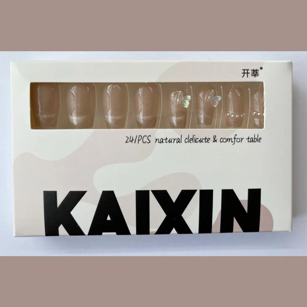 Detachable Cat's Eye French Fake Nails Wearable Manicure Faux Fingernails Press on Nails Square Head Full Cover False Nail Women
