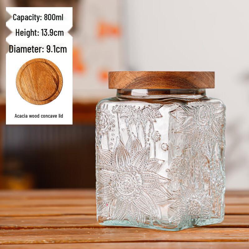 Glass Food Storage Jar with Acacia Wood Lid