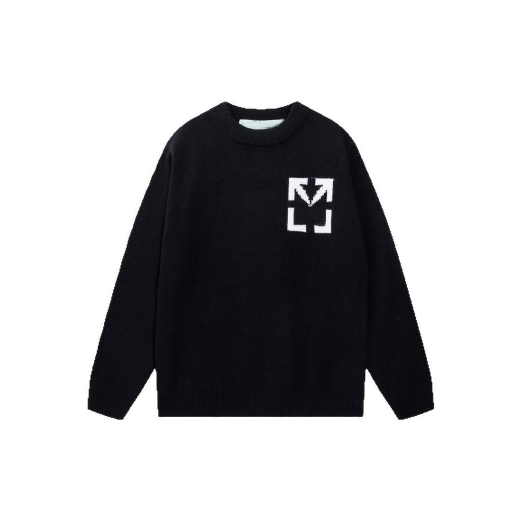 Off-White Arrow Jacquard Unisex Rundhalsad Tröja – Höst Vinter Vardagsmode.