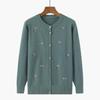 Autumn Sweaters Winter Knitted Clothes Women Printed Middle Aged Mother Embroidered Long Sleeve Tops Button Sweater