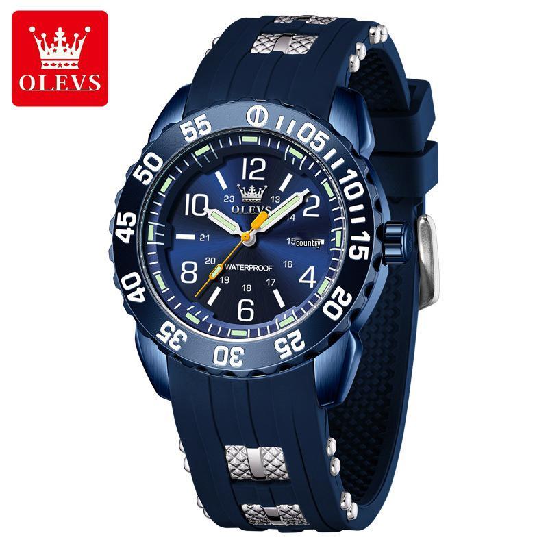 

Olis Men s Quartz Watch with Rubber Strap, Luminous, Waterproof, Three Hands, Single Calendar