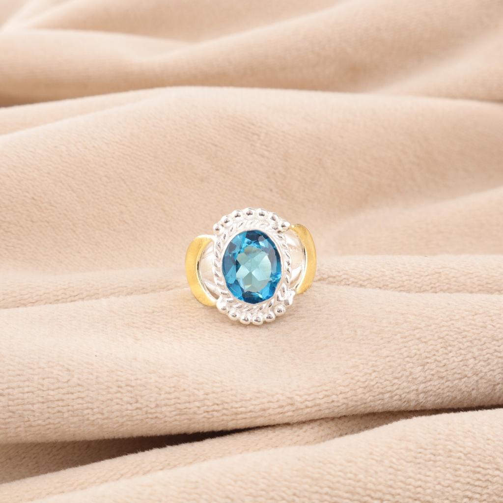 Swiss Blue Topaz Gemstone 925 Sterling Silver Jewelry Beautiful Bridesmaid Ring RR-61-11