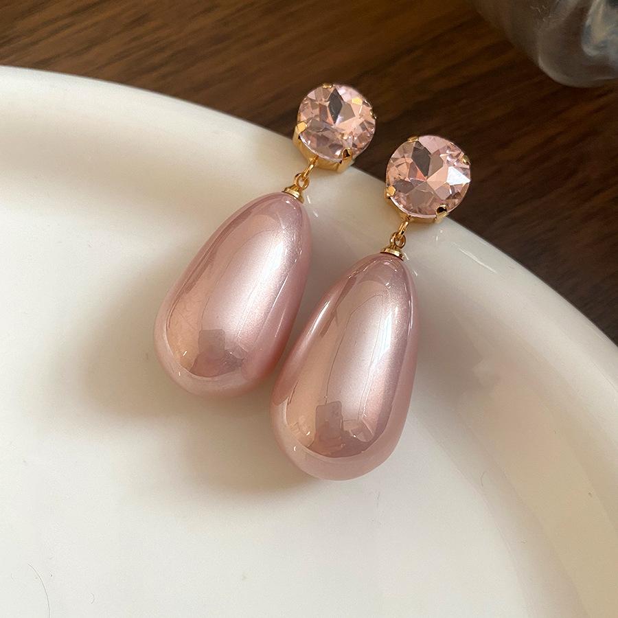 

Silver Needle Diamond Pearl Water Drop Pendant Earrings French Retro Court Temperament Earrings Light Luxury Premium Earrings