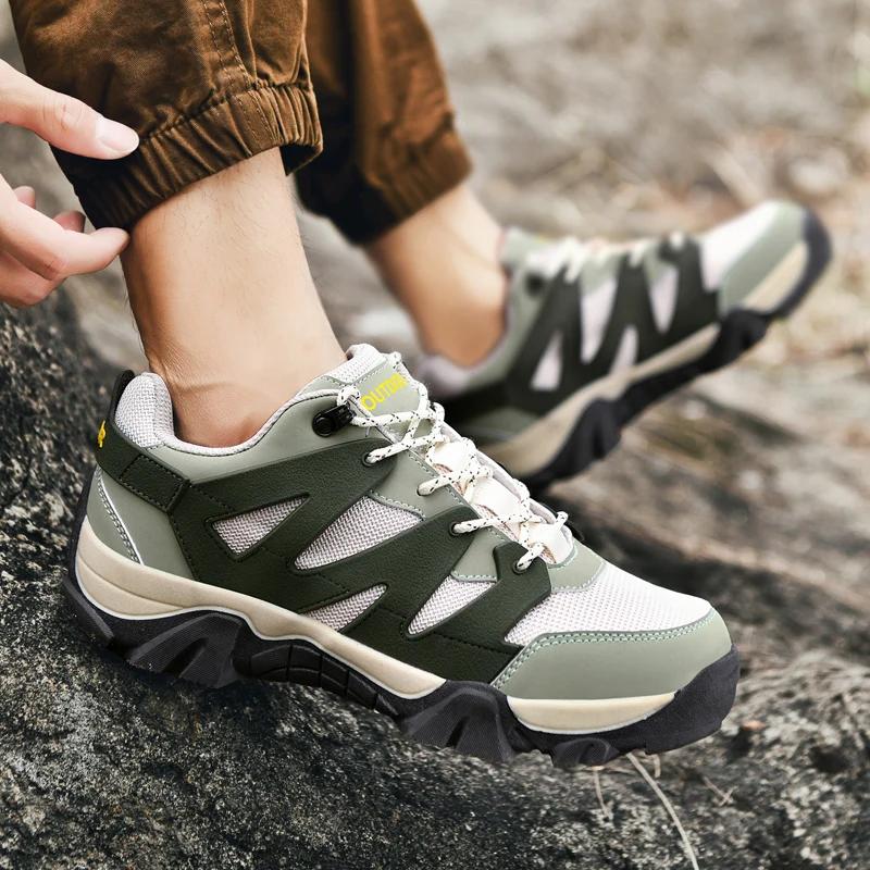 Outdoor Hiking Shoes Comfortable Breathable Lace-Up Soft Low-Top Shoes Men Anti-Slip Lightweight Casual Sneakers Men