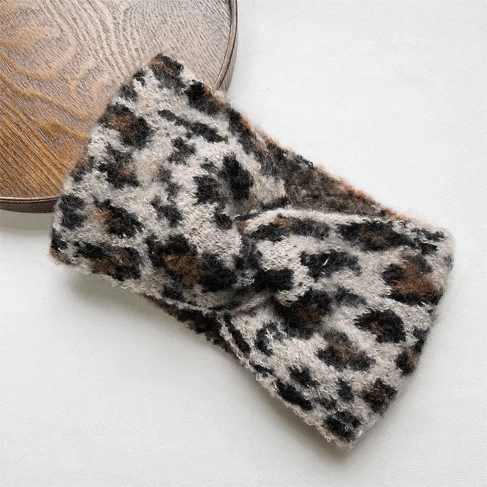 Soft Cross Headband High Elasticity Turban Headwrap Leopard Print Headband  Winter Season
