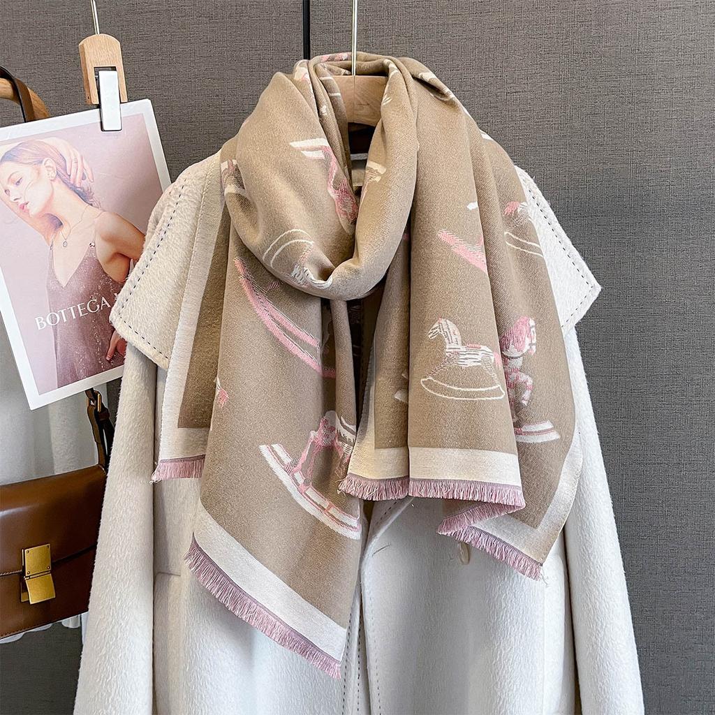 Women Cashmere Scarf New Fashion Horse Print Scarves Blanket Bufanda Poncho Echarpe Pashmina Female Luxury Retro Shawl Wrap