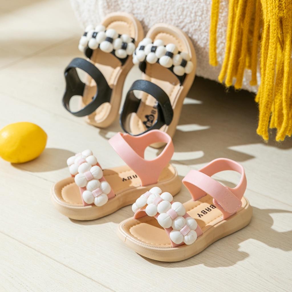 Sommerliche Mädchensandalen mit Blumen und Cartoon-Motiven - Niedliche Zehensandalen, Freizeitschuhe mit einfach zu bedienender Teufelsklett-Schnalle, Flexible Jugendschuhe, Mädchenschuhe