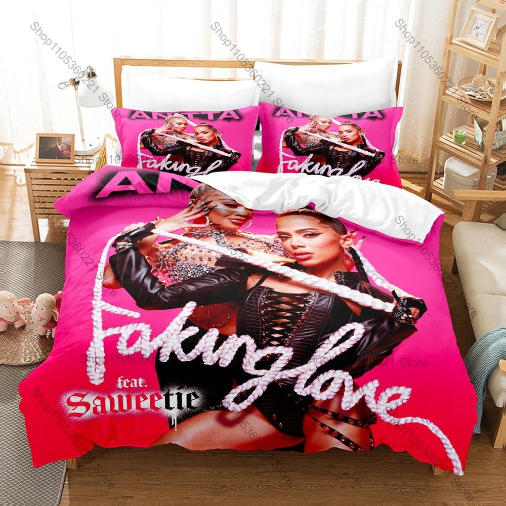 Cool Anitta Singer Duvet Cover + 2 Pillowcases 3D Print Polyester Bedding Set Fan Bedroom Decor Bed Linens Latin Pop Star Anitta