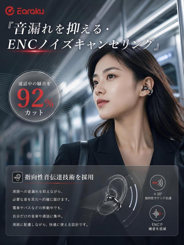 Quality First Accessory Earaku SoundClip Ear Cuff Open Bluetooth [Sound & Style] Earphones, Ear, Wireless, (Gray)