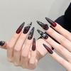 Handmade Press on Nails Long Stiletto Fake Nails with 3D Designs Dark Gothic Acrylic Nails Reusable Glossy Artificial Full Cover False Nail for Women