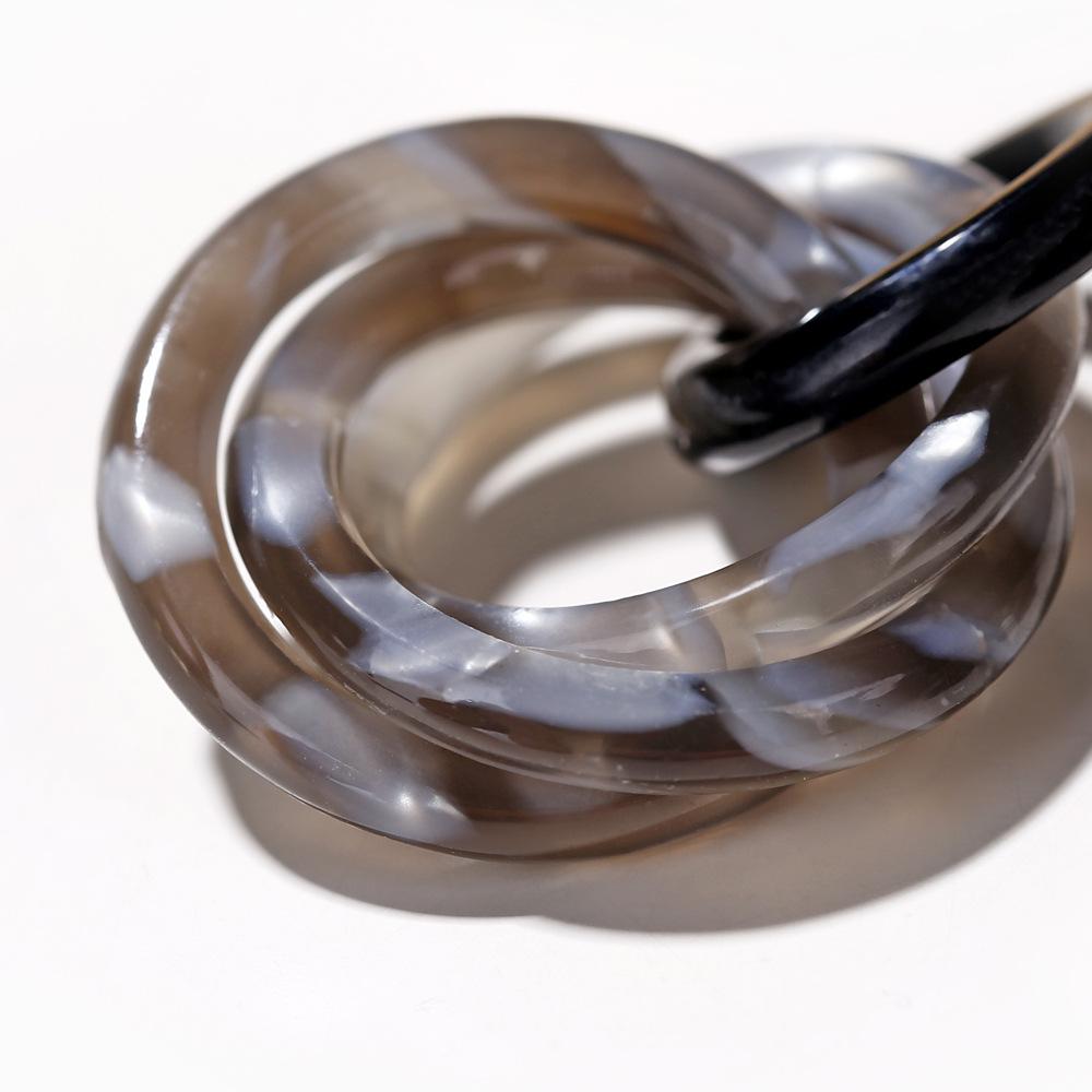 Acrylic Artistic Ring Earrings with Amber Texture Earrings and Three Rings Marble Pattern Autumn Earrings