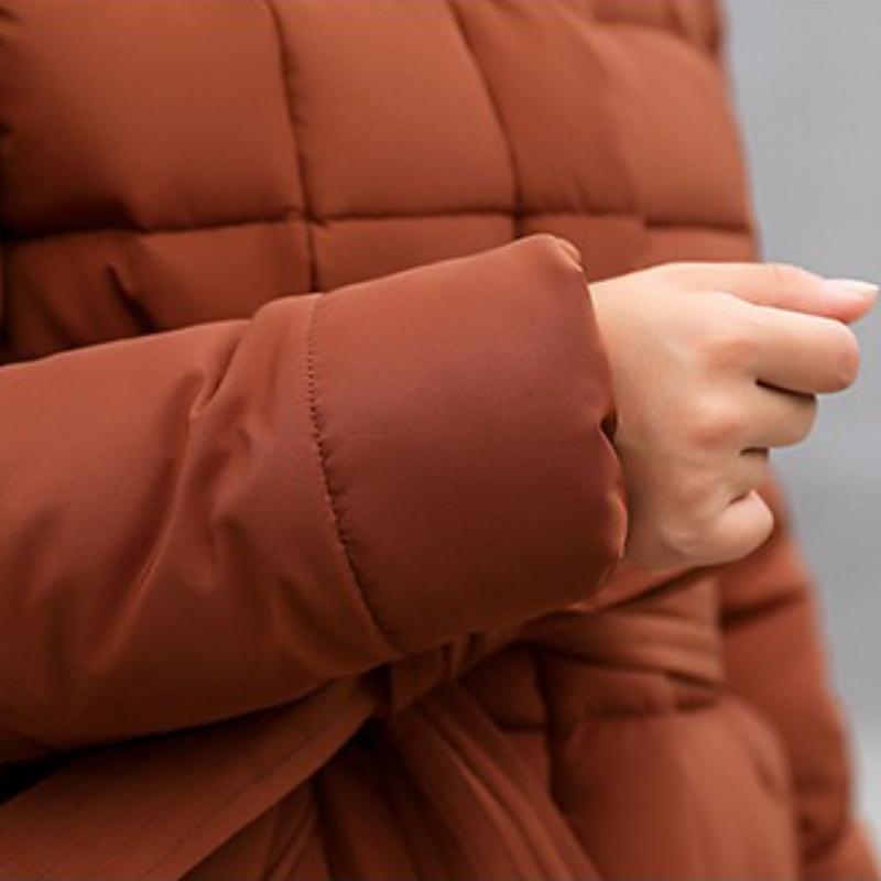 BITCED Winter Women's Cotton Coat - Extended Length with Large Fur Collar Thickened Long-Length Women's Down-Filled Cotton Jacket