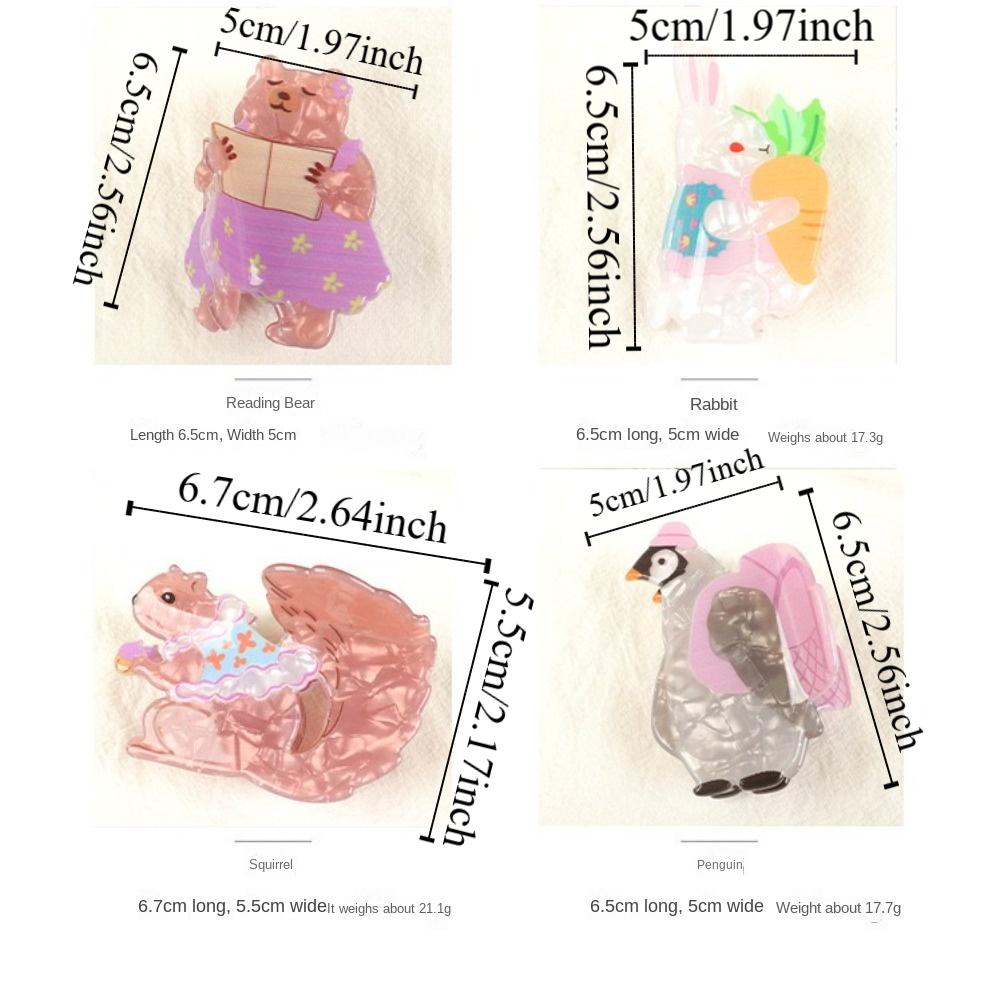 Personalized Animals Cute Rabbit Hair Grab Squirrel Exquisite Acrylic Shark Clip Geometry Sweet Headwear Streetwear