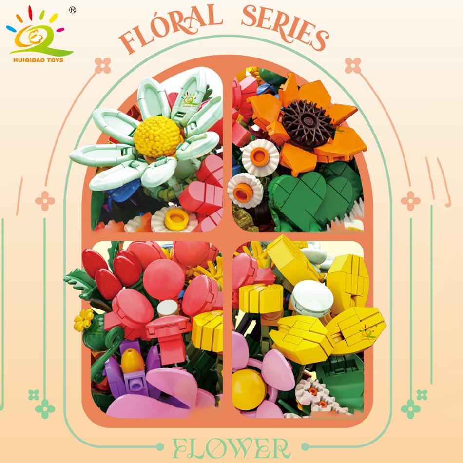 Non-Toxic Moc Flower Insect Model Building Block Fly Bee Bouquet Plant Decoration City Construction Toy Kids Adult Romantic Gift