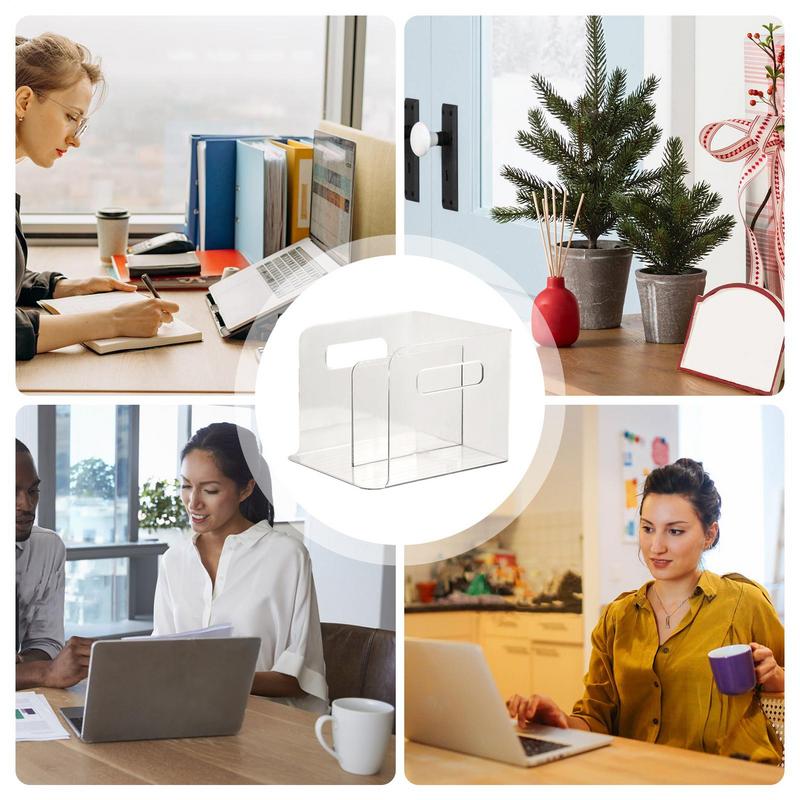 Transparent File Classifier Sturdy Desk File Organizer Bookshelf Document Storage Holder for Letter Recipe Home Office Supplies