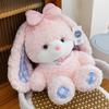 Plush Bunny Cute With Bow Pp Cotton Filling Smooth Short Velvet For Gift Kids
