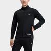 Fila Fitness Series Solid Color Logo Print Stand Collar Sports Jacket Men Jacket Deep-Black A11M311508F-BK