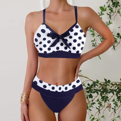Set de bikini cu fundă cu pete la modă sexy pentru femei de mărime mare, costum de baie pentru plajă, slim fit, set de două piese