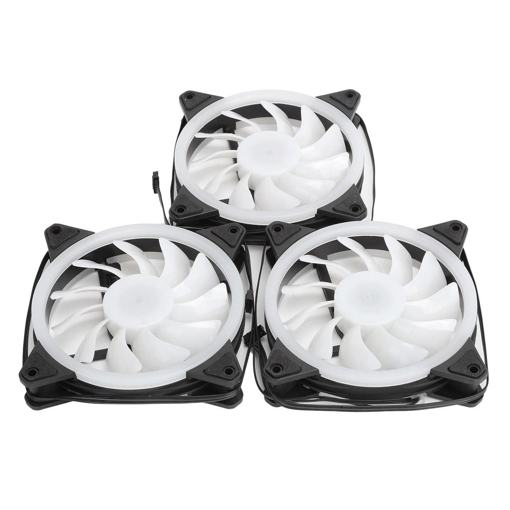 3Pcs Computer Chassis Cooling Fan Mute 6‑Pin Dual RGB Lights with Remote Control 120mm
