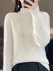 Women's Autumn & Winter Thick Cashmere Wool Sweater - Half-High Collar, Diamond Jacquard, Long Sleeve, Loose Fit 