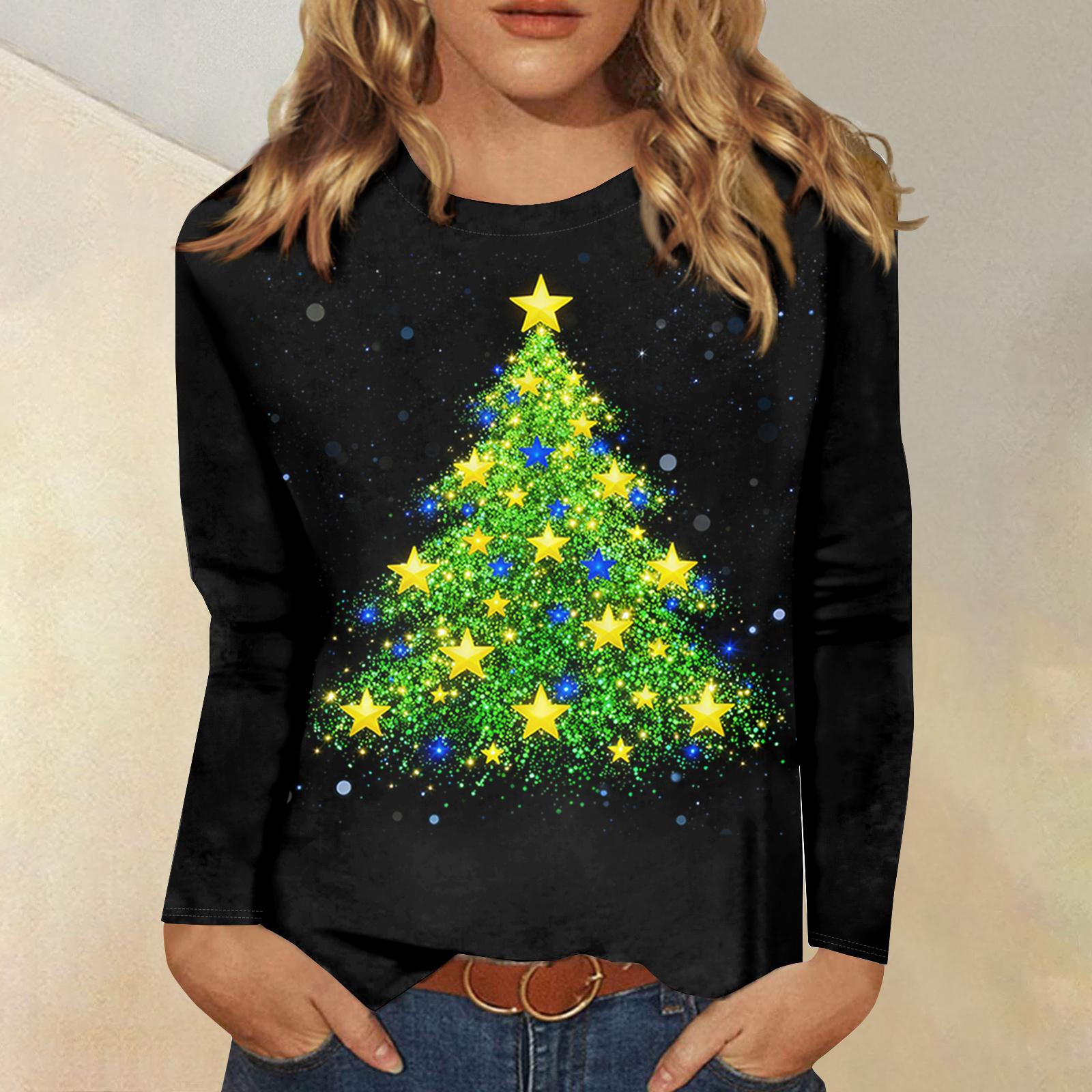 

Женская свободная удобная повседневная модная толстовка с V-образным вырезом и рождественским принтом с длинным рукавом S тёмно-синий