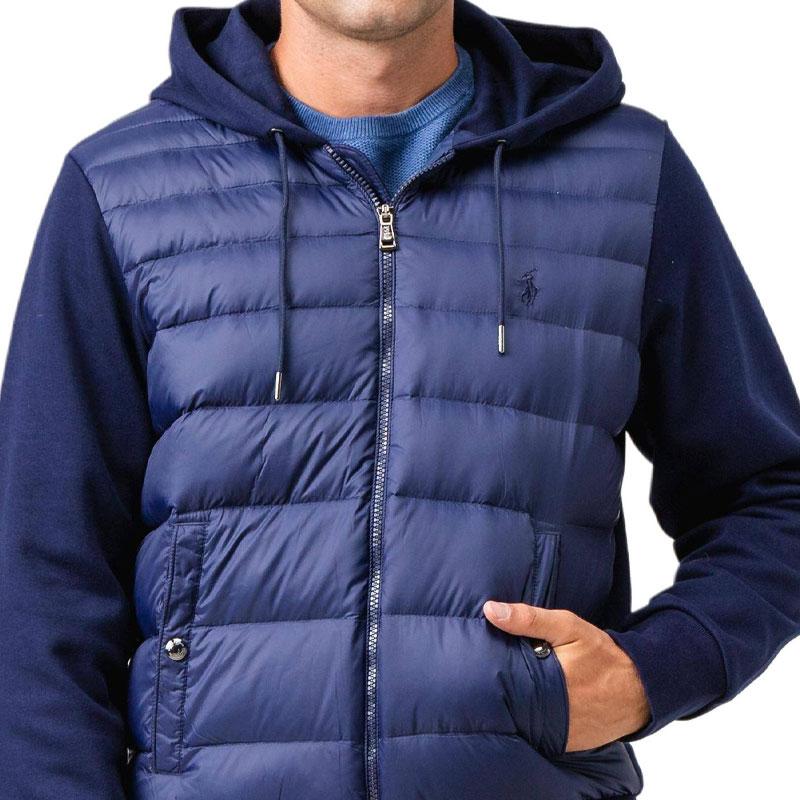 Polo Ralph Lauren Haftowane Logo Małego Konia Bluza z Kapturem Dzianina Łączona Długi Rękaw Kurtka Puchowa Męska Odzież wierzchnia 710760731-001