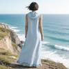 Sleeveless Hooded Maxi Dress with Fringe Hem Casual Long Dress Lightweight Loose Fit Summer Dress for Women