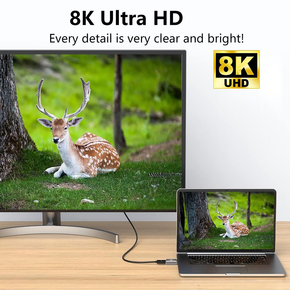 Displayport To Displayport Adapter 8K60Hz Gold-Plated DP To DisplayPort Extension Converter Support Displayport 1.4 for MacBook