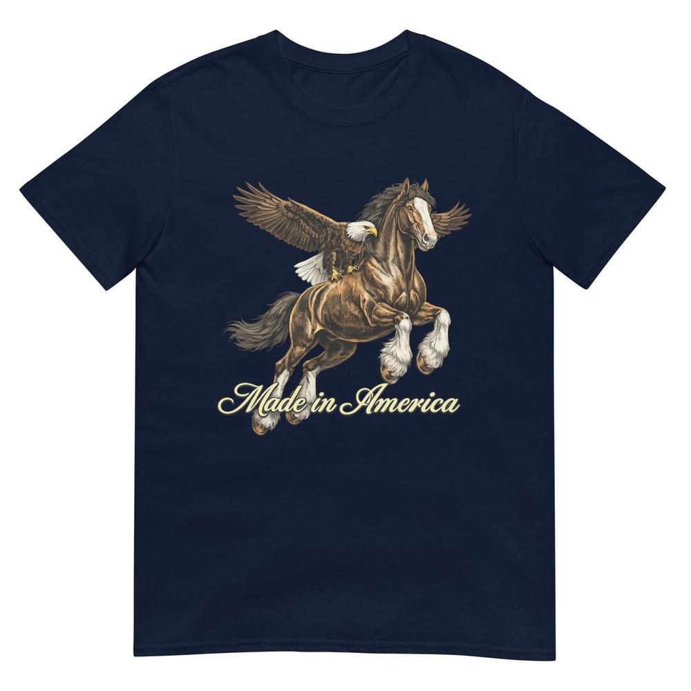 Made In America Eagle Horse Western Patriotic Pride Art TShirt S