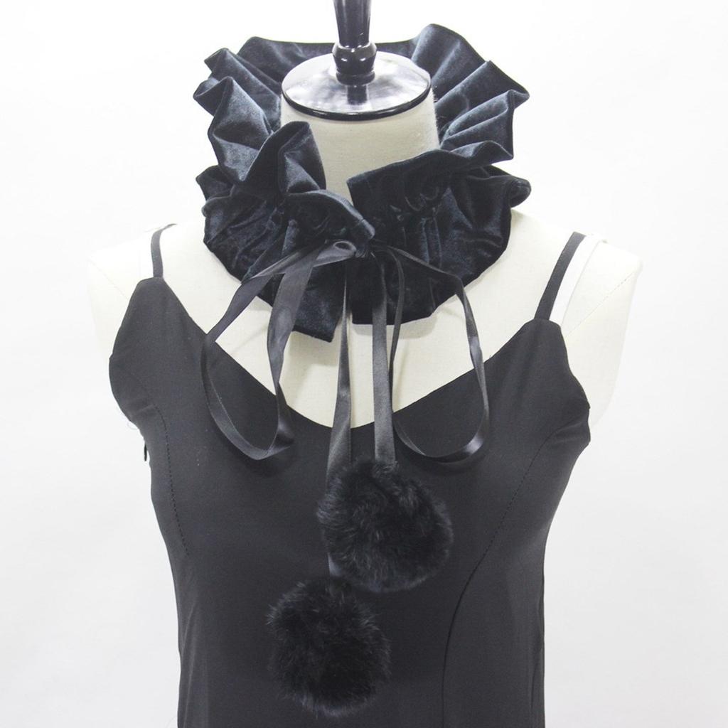 Victorian Vintage Pom Pom Neck Ruff Ruffle Collar Layered Clown Neck Collar Tie Cosplay Accessories for Women