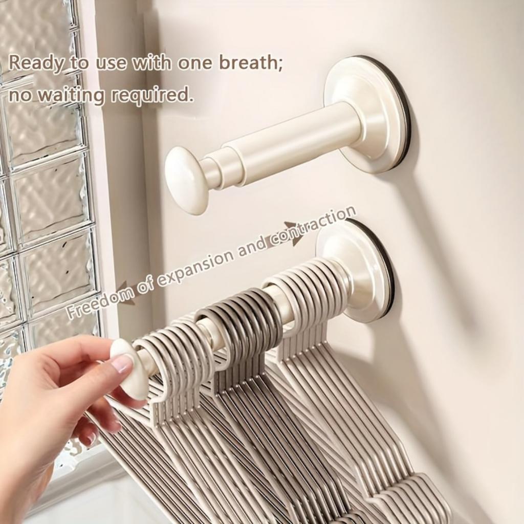 Small Retractable Suction Cup Clothes Hanger, Wall Mounted, Foldable, Suitable for Balcony Drying, Wall Suction Cup, Suitable for Bathrooms