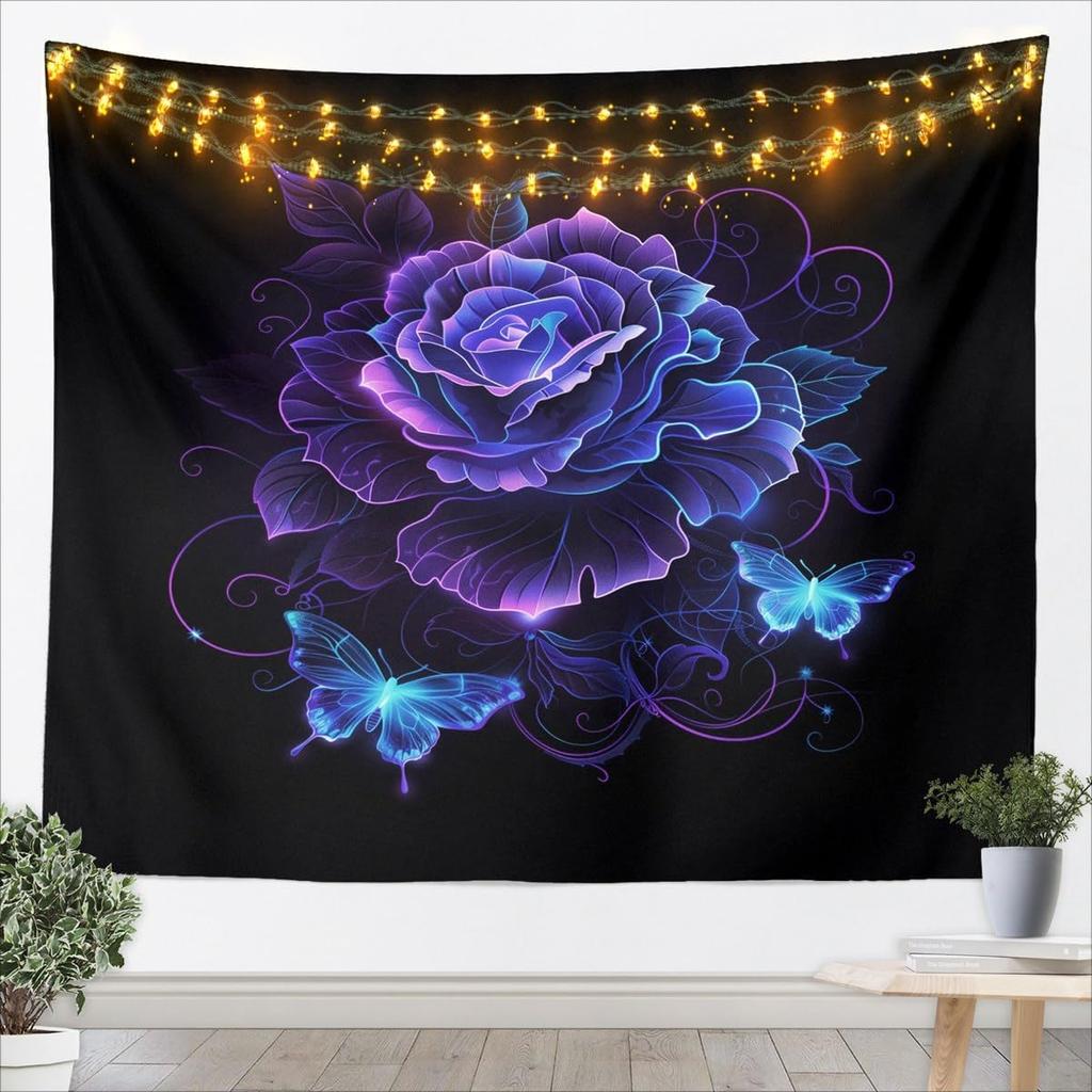 Kids Black White Wall Hanging Blanket for Boys Girls Teens Antique Victorian Baroque Wall Art Breathable Gothic Vintage Floral