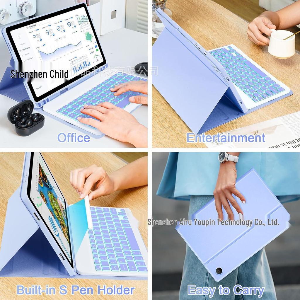 Compatible Apple iPad A16 Tablet Keyboard Case: M4 Backlit Bluetooth RGB Magnetic Shell