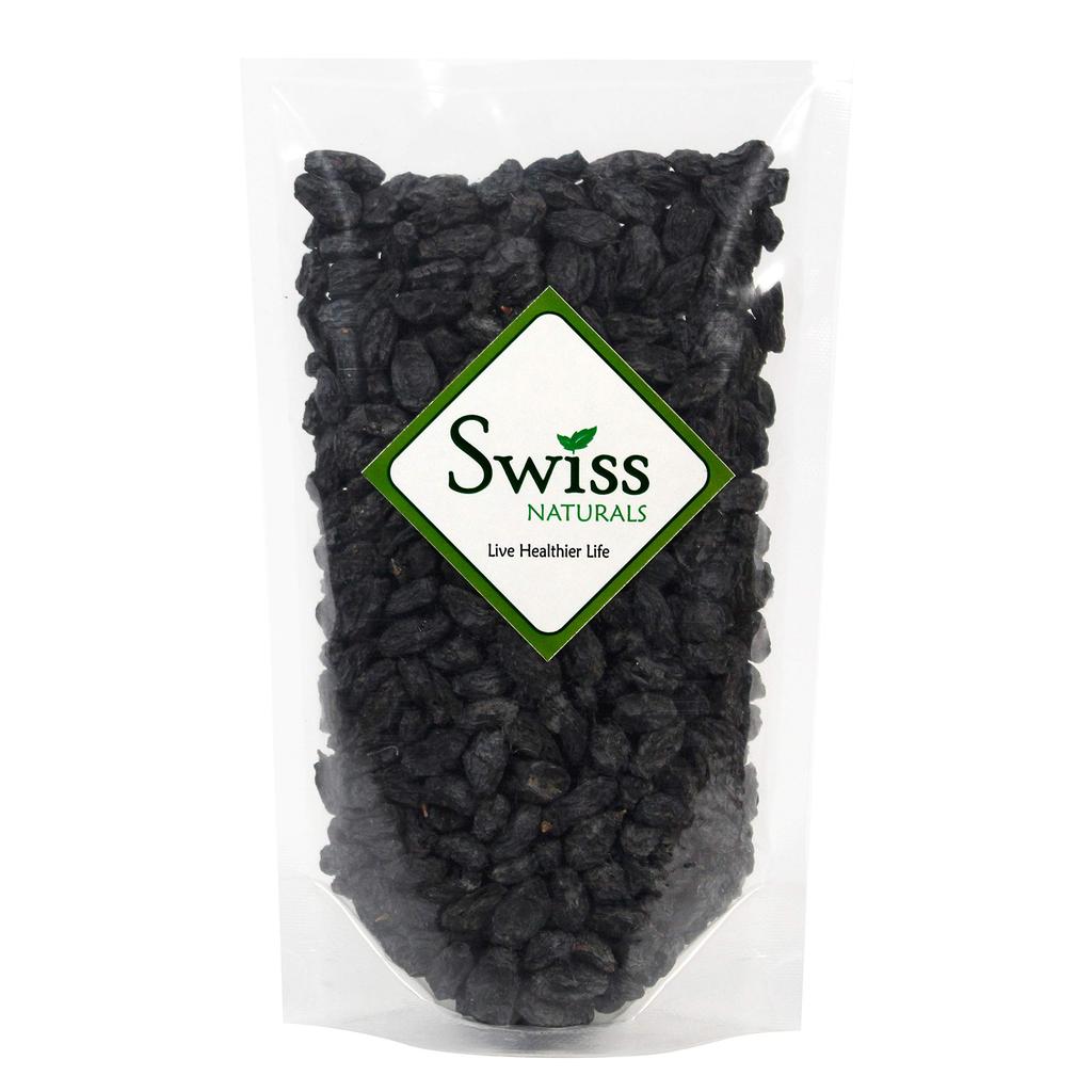 Swiss Naturals Black Raisins with Seeds 250g | Premium Kali Kishmish | Naturally Sweet, Iron Rich Dry Fruits | Healthy Snack & Cooking Ingredient |