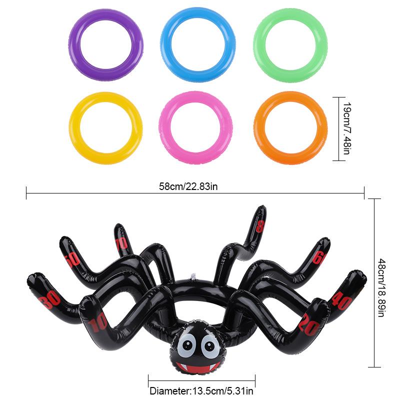 Halloween Ring Toss Games Inflatable Spiders Ring Toss Toy for Kids Halloween Party Favors Supplies Indoors Outdoors Party Games