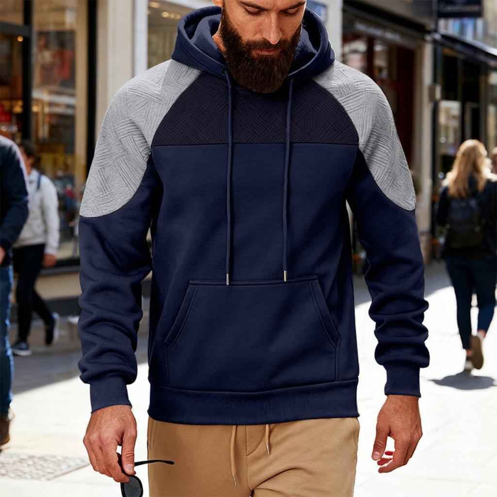 Męska Luźna Rekreacyjna Outdoorowa Z Kapturem Kaptur Kontrastowe Kolory Bluza z Kapturem