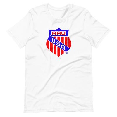 AAU Sports Basketball White Tee Short-Sleeve Unisex 100% Cotton T-shirt Mens Tees Top