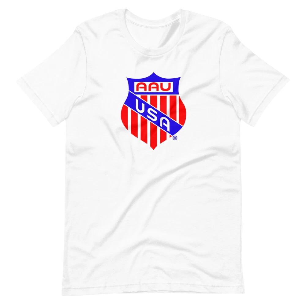 

AAU Sports Basketball White Tee Short-Sleeve Unisex 100% Cotton T-shirt Mens Tees Top 4XL