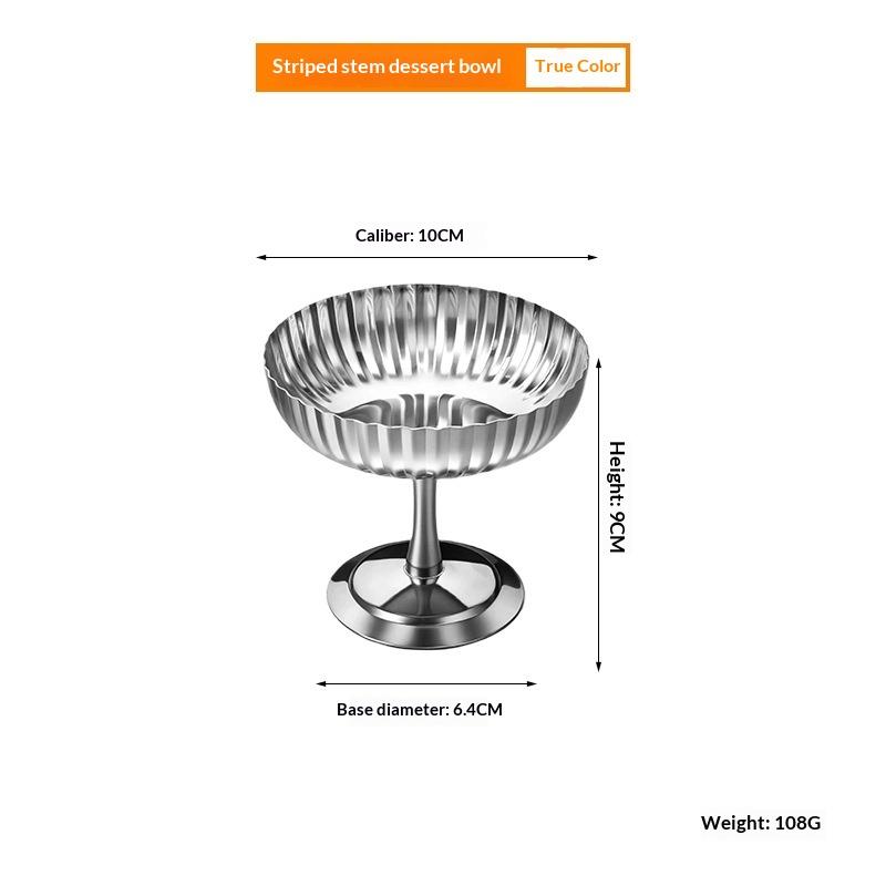 Stainless Steel Salad Cup Food Grade Ice Cream Cup Goblet Retro Dessert Bowl Fruit Yogurt Snack Bowl Household Kitchen Tools