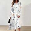 Women's Autumn And Winter Casual Fashion Round Neck Long Sleeve Print Long Dress