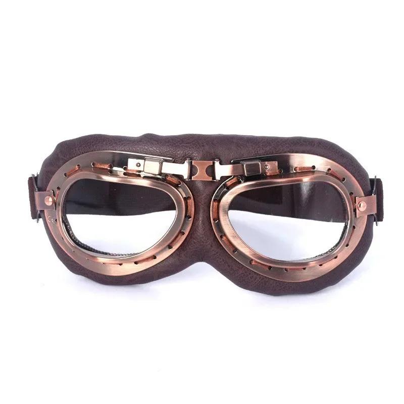 Retro Motorcycle Goggles Glasses Vintage Moto Classic Goggles for Harley Pilot Steampunk ATV Bike Copper Helmet