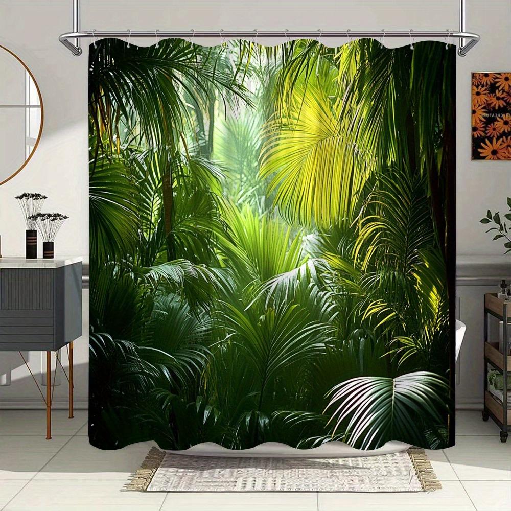 

Tropical Paradise Shower Curtain - Waterproof, Mildew-Resistant With Lush Palm Leaf Design For Exotic Bathroom Decor W60H190(CM)-1 Pcs
