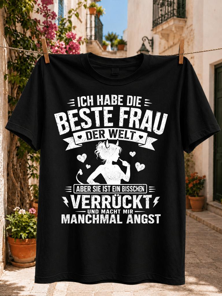 Funny Graphic With Gerunisex Ich Habe Die Beste Frau Der Welt Quote And Unisex Silhouette Front Print Unisex All Tshirt